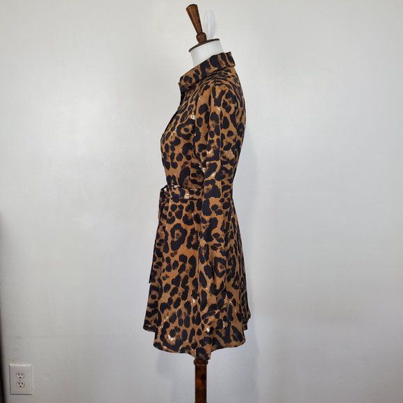 SHEIN Animal Print Button Front Belted A-Line Dress NWOT Size Teen 14Y - Picture 5 of 15